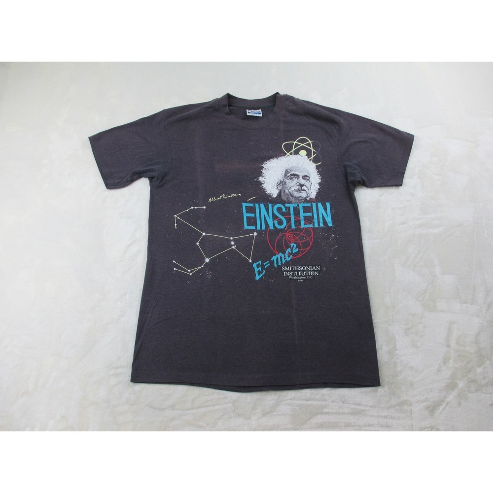 VINTAGE Albert Einstein Shirt Mens Large Gray Smithsonian Intstitution 80s*‎
